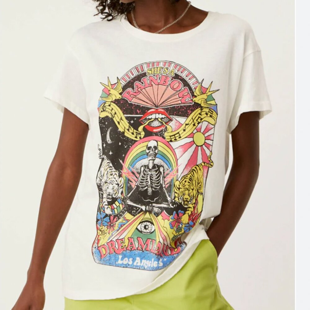 Rainbow Dreamland Tour Tee in Vintage White